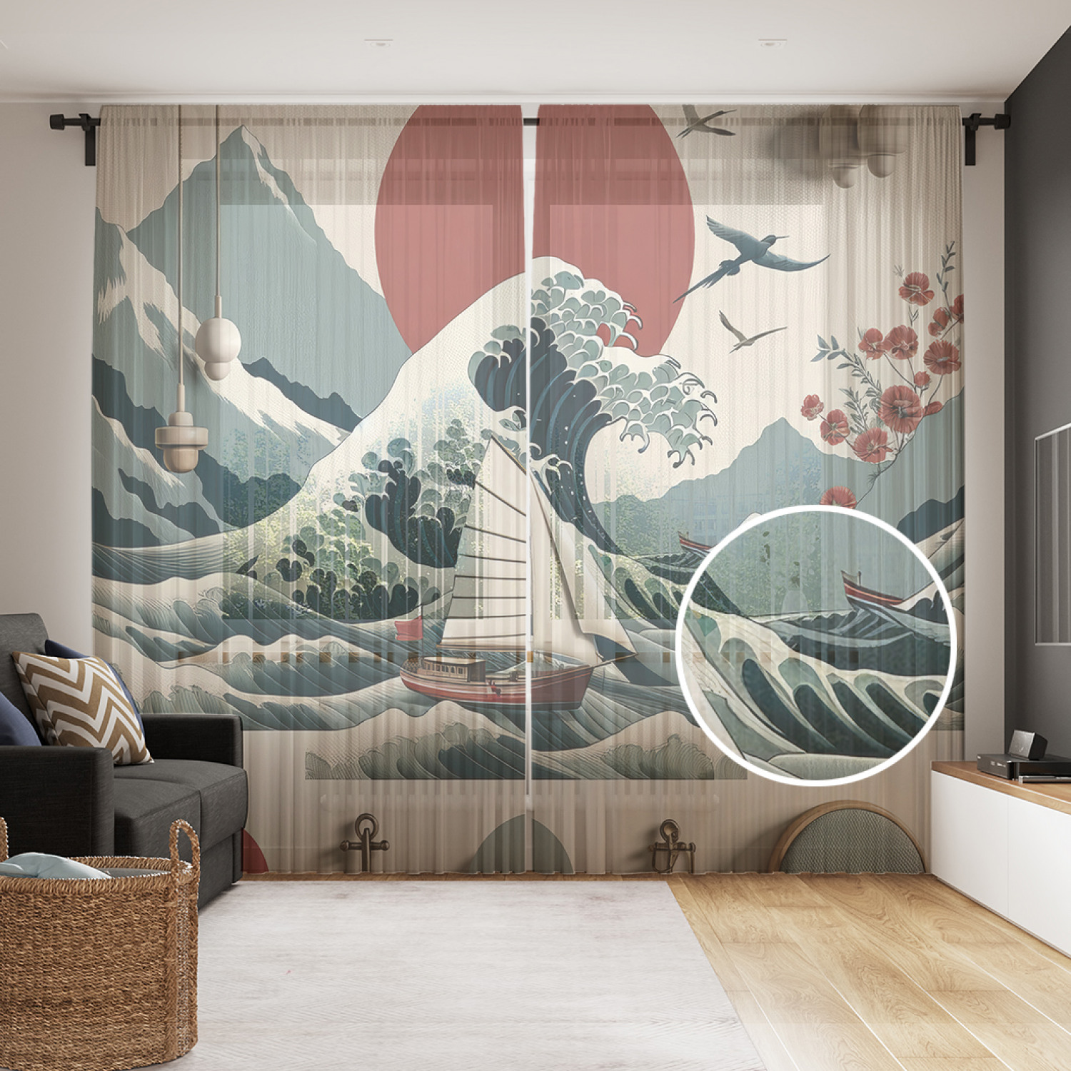 

Тюль JoyArty Большая волна 290x265, tul_429445_145x265