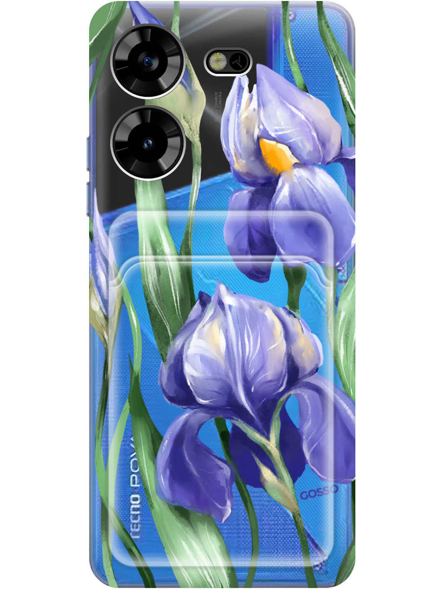 

Силиконовый чехол на Tecno Pova 5 с рисунком "Amazing Irises" прозрачный, Прозрачный;белый;синий, 20011964