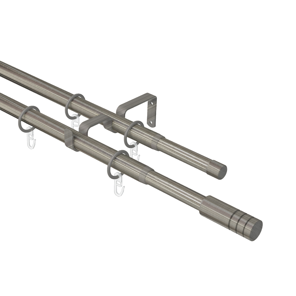 фото Карниз телескопический arttex двойной цилиндр хром матовый 160/300 16/19 мм с мет.кольцами