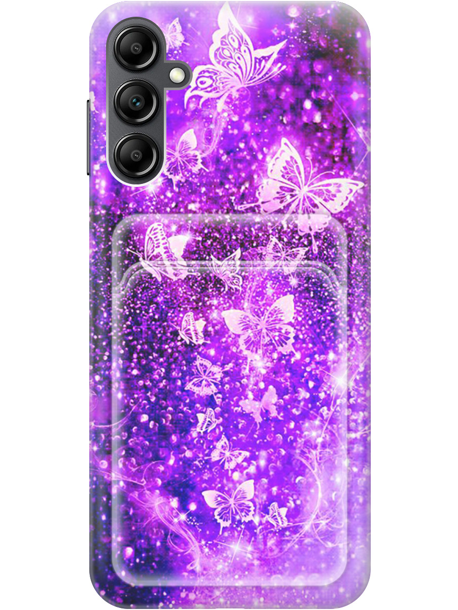

Силиконовый чехол на Samsung Galaxy A14 с рисунком "Фиолетовые бабочки", Фиолетовый;черный, 20011957