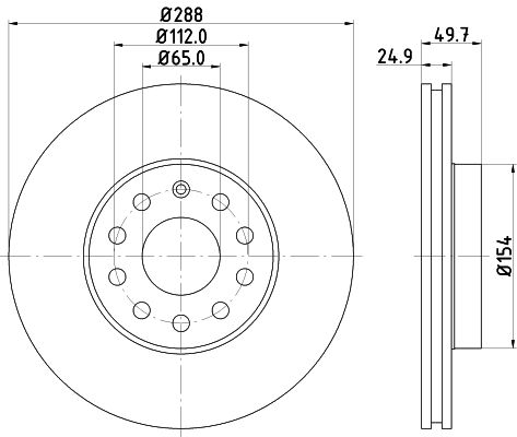 

Диск тормозной передний для автомобилей Skoda Yeti (09-) d=288 TRIALLI DF180108