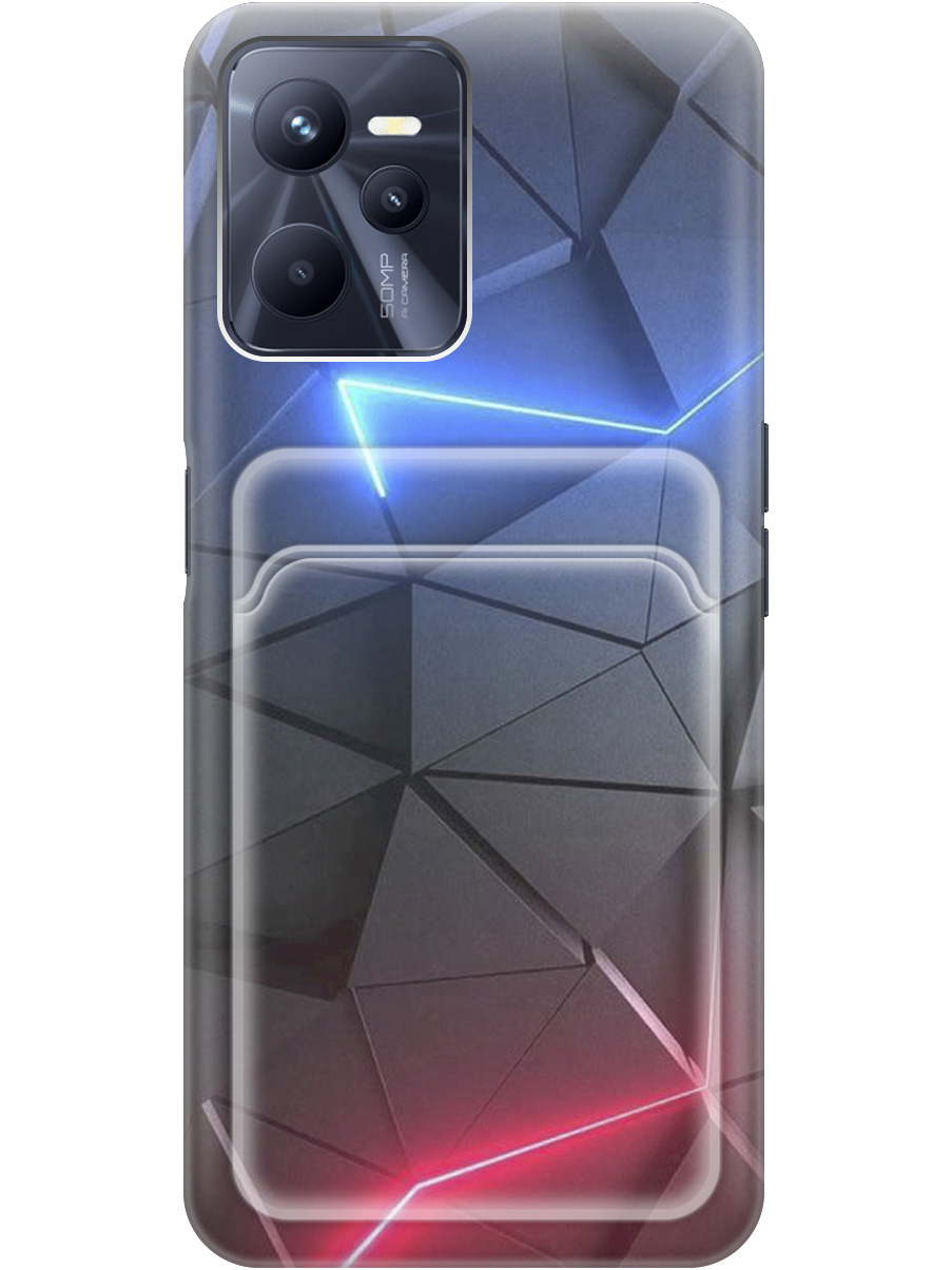 

Силиконовый чехол на Realme C35 с рисунком "Графитовые грани", Серый;синий, 20011954