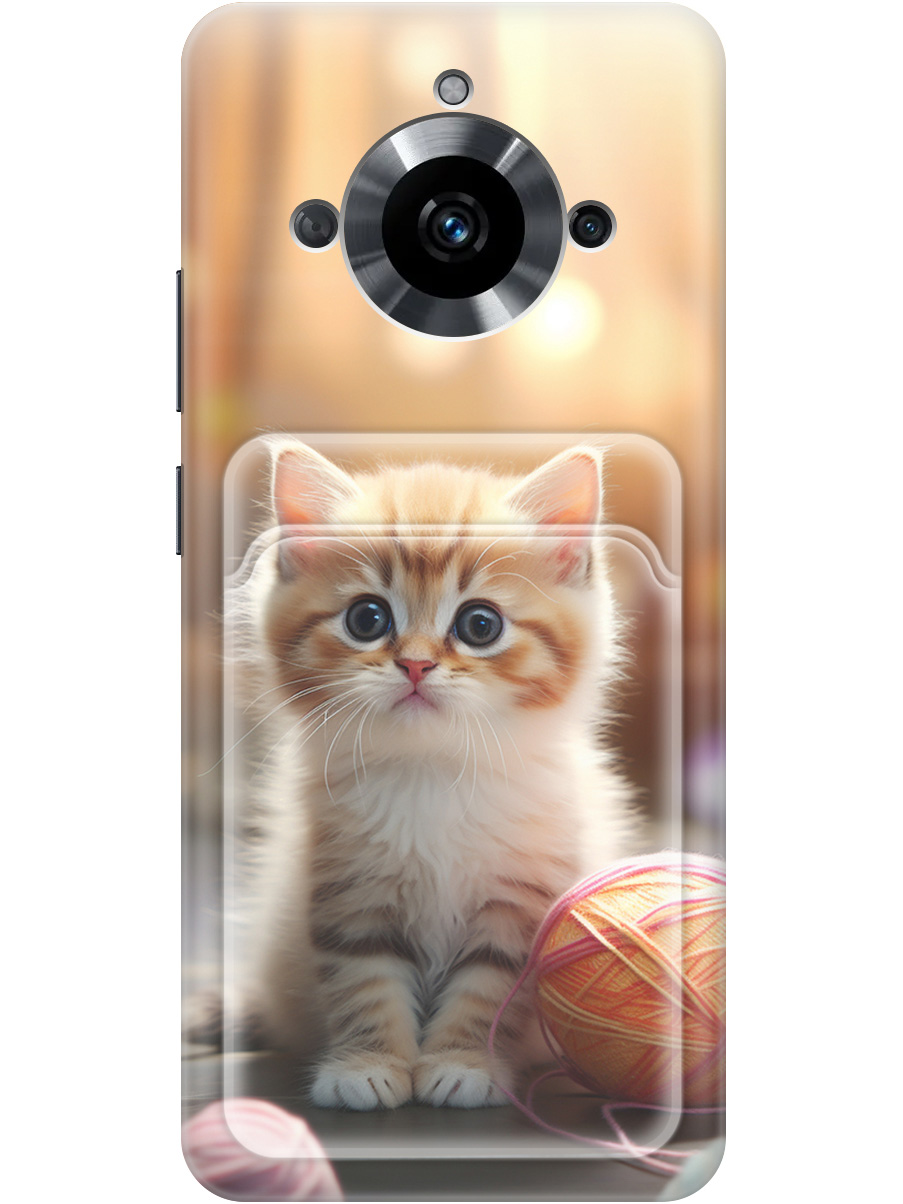 

Силиконовый чехол на Realme 11 с рисунком "Котик и нитки", Белый;желтый;розовый, 20011953