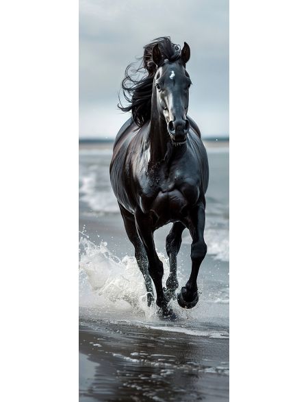 

Алмазная мозаика на подрамнике Вороной конь, 100x35 см, 50 цветов, 86409, ПНА-024