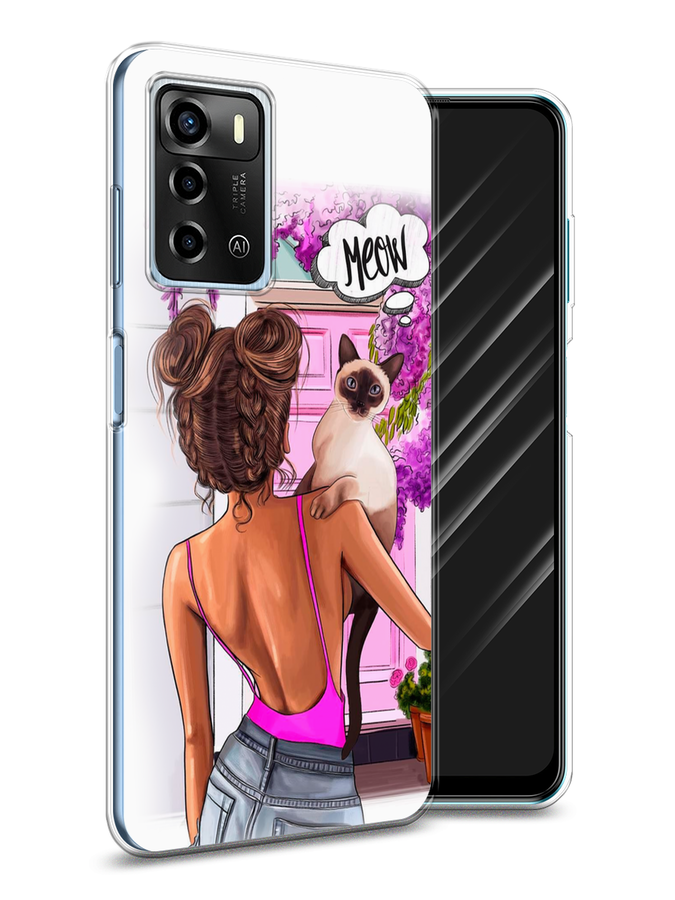 

Чехол Awog на ZTE Blade V40 Vita / ЗТЕ Блэйд V40 Vita "Девушка с кошкой", Разноцветный, 135650-7