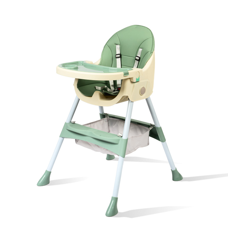 фото Стульчик для кормления ребенка solmax из экокожи, со съемным столиком, зеленый, hw00011