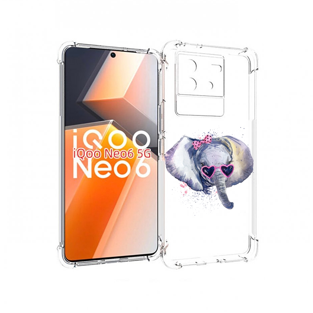 

Чехол MyPads слоник в очках для Vivo iQoo Neo 6 5G, Прозрачный, Tocco