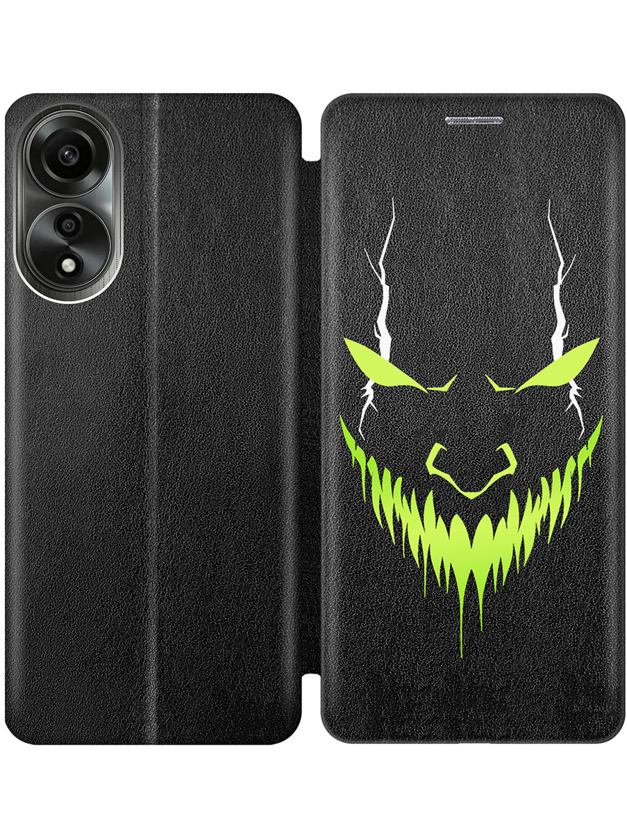 

Чехол-книжка на Oppo A78 4G с принтом "Evil Face" черный, Черный;белый;зеленый, 782630051