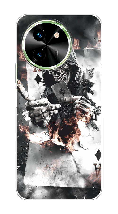 

Чехол на Vivo T3x/Y38 5G "Карты черепа в капюшоне", Белый;серый, 2610750-1