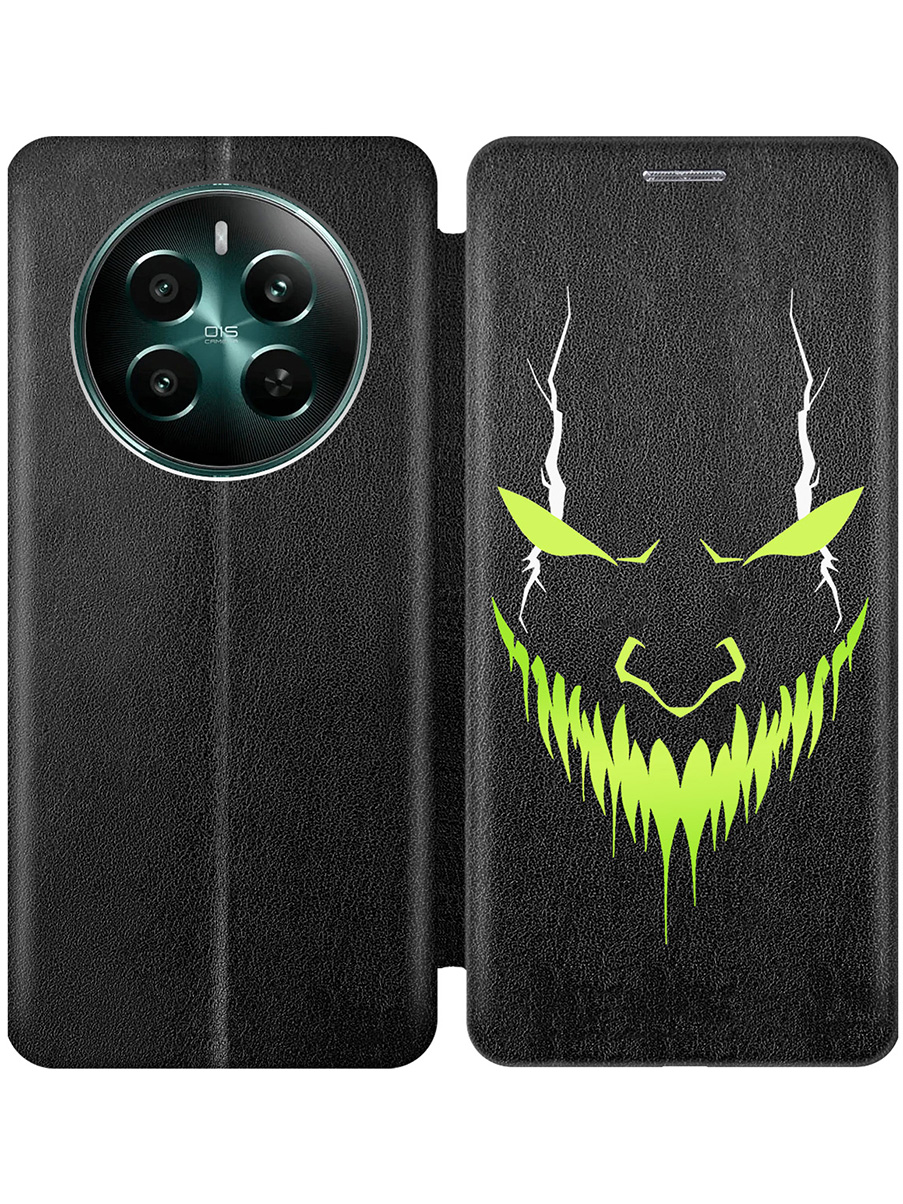 

Чехол-книжка на Realme 12+ 5g / Narzo 70 Pro 5g с принтом "Evil Face" черный, Черный;белый;зеленый, 783983251