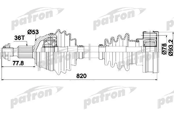 

Полуось Правая 36X822X53 Seat: Leon 99-, Toledo Ii 99-06, Skoda: Octavia 96-, Octavia Comb