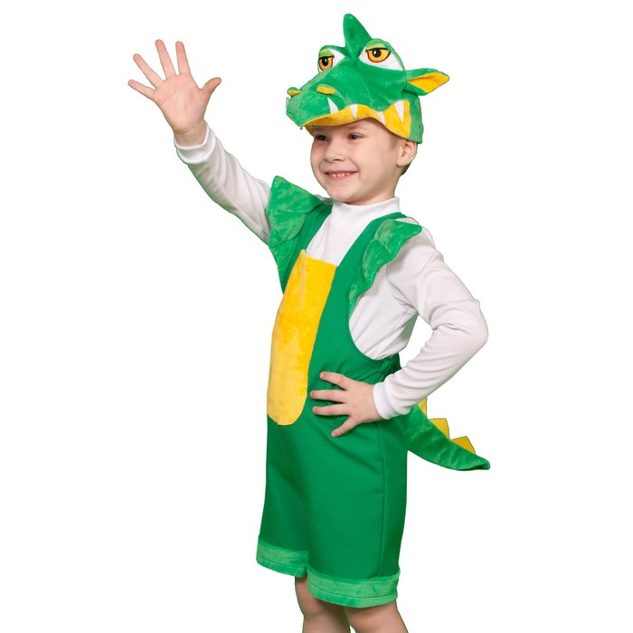Костюм 'Дракончик зеленый', плюш шапочка, полукомбинезон, 3-6 лет, рост 92-122 см качалка мягкая дракончик зеленый