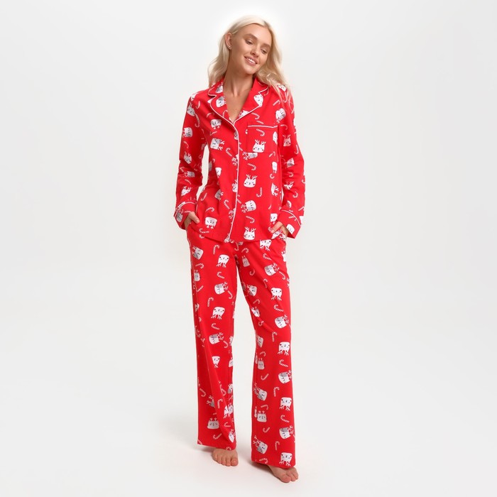 

Пижама женская KAFTAN Cats красная 54-52 RU, Красный, Cats