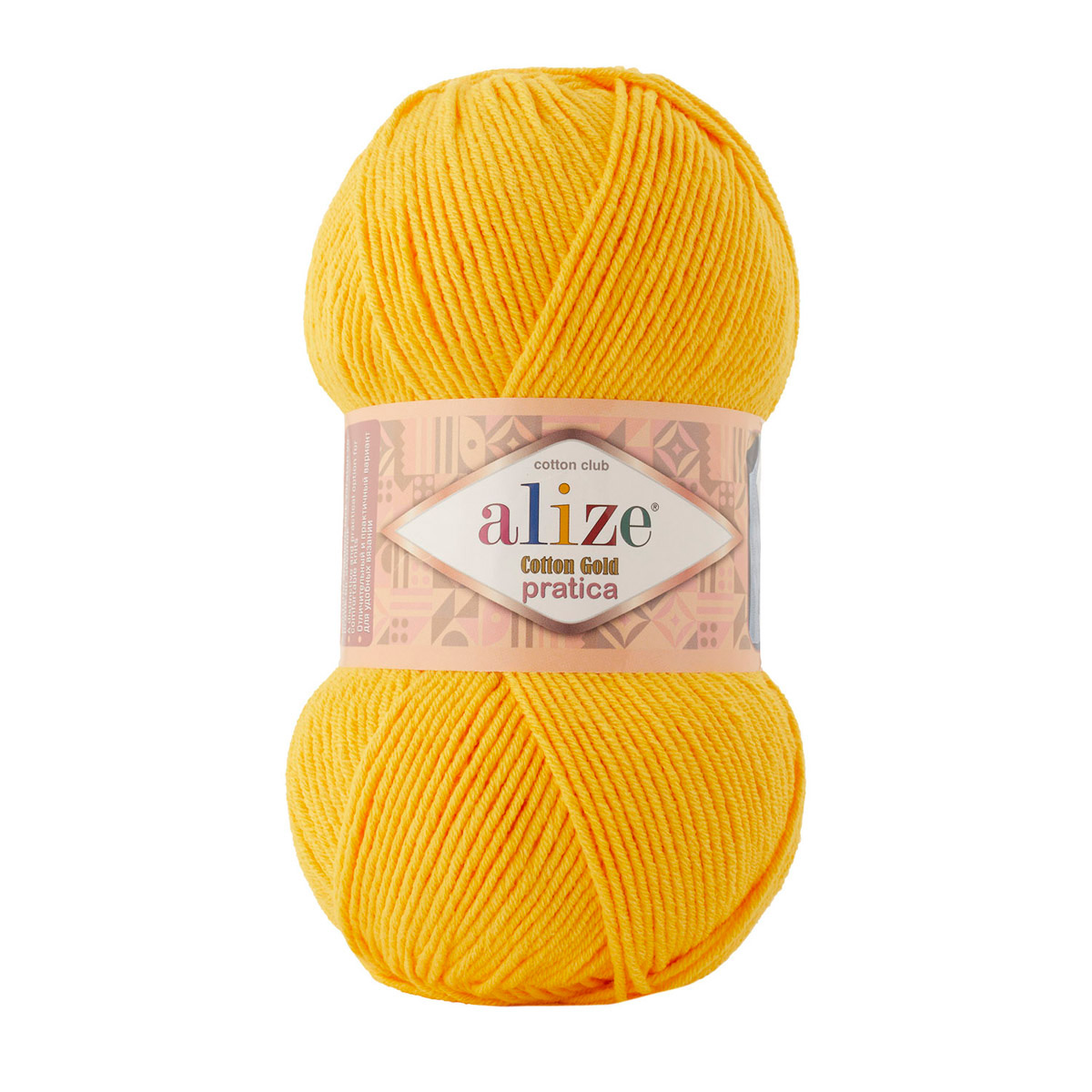 

Пряжа ALIZE Cotton Gold Pratica 100г, 220м (хлопок, акрил) (216 цыплёнок), 5 мотков, Cotton Gold Pratica