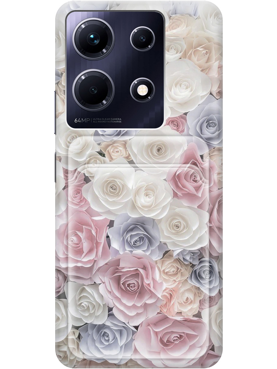 

Силиконовый чехол на Infinix Note 30 с рисунком "Пастельные розы", Белый;розовый;серый, 20011947