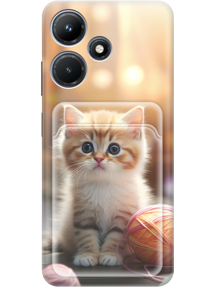 

Силиконовый чехол на Infinix Hot 30i с рисунком "Котик и нитки", Белый;желтый;розовый, 20011946