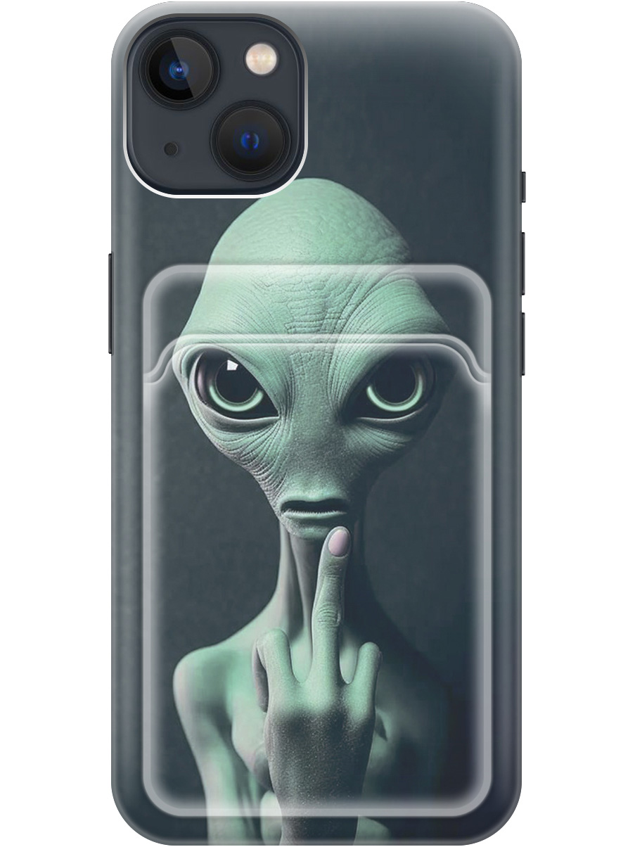 

Силиконовый чехол на Apple iPhone 13 с рисунком "Инопланетянин", Зеленый;синий;черный, 20011938