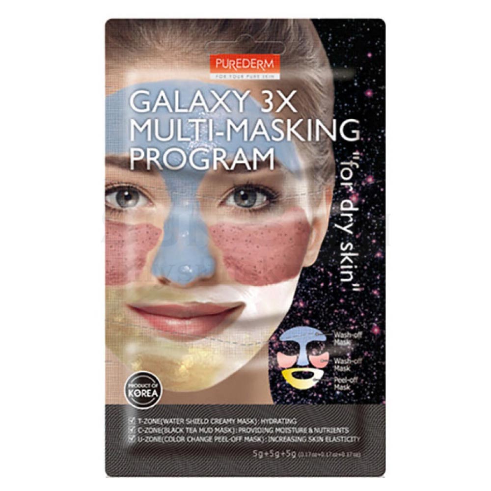 

Мультимаскирующая программа для сухой кожи лица Purederm Galaxy 3X Multi-Masking 5 шт, Маска для лица