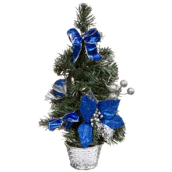 

Новогодняя ёлка украшенная 31 см цвет:синий,серебряный