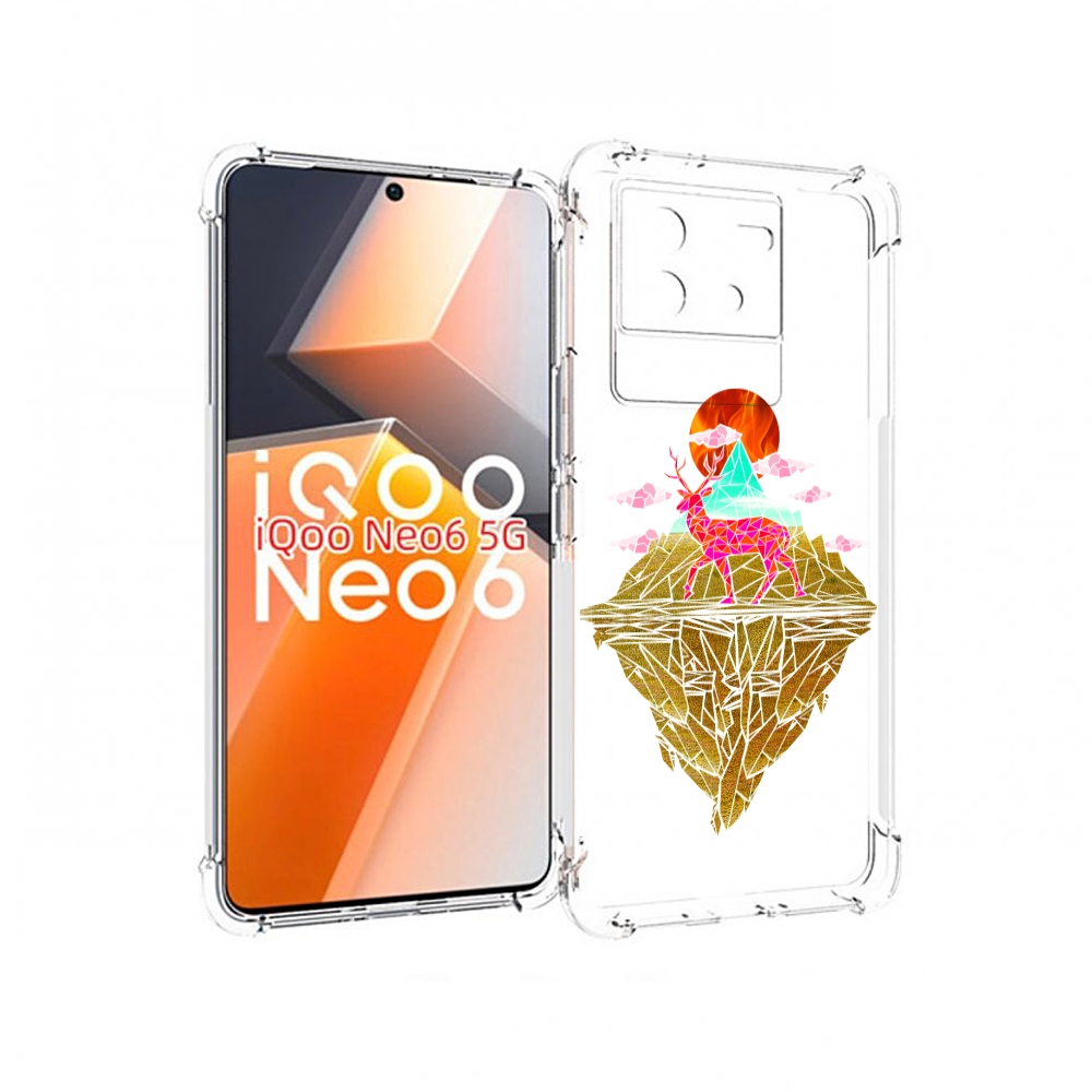 

Чехол MyPads розовый олень абстракция для Vivo iQoo Neo 6 5G, Прозрачный, Tocco