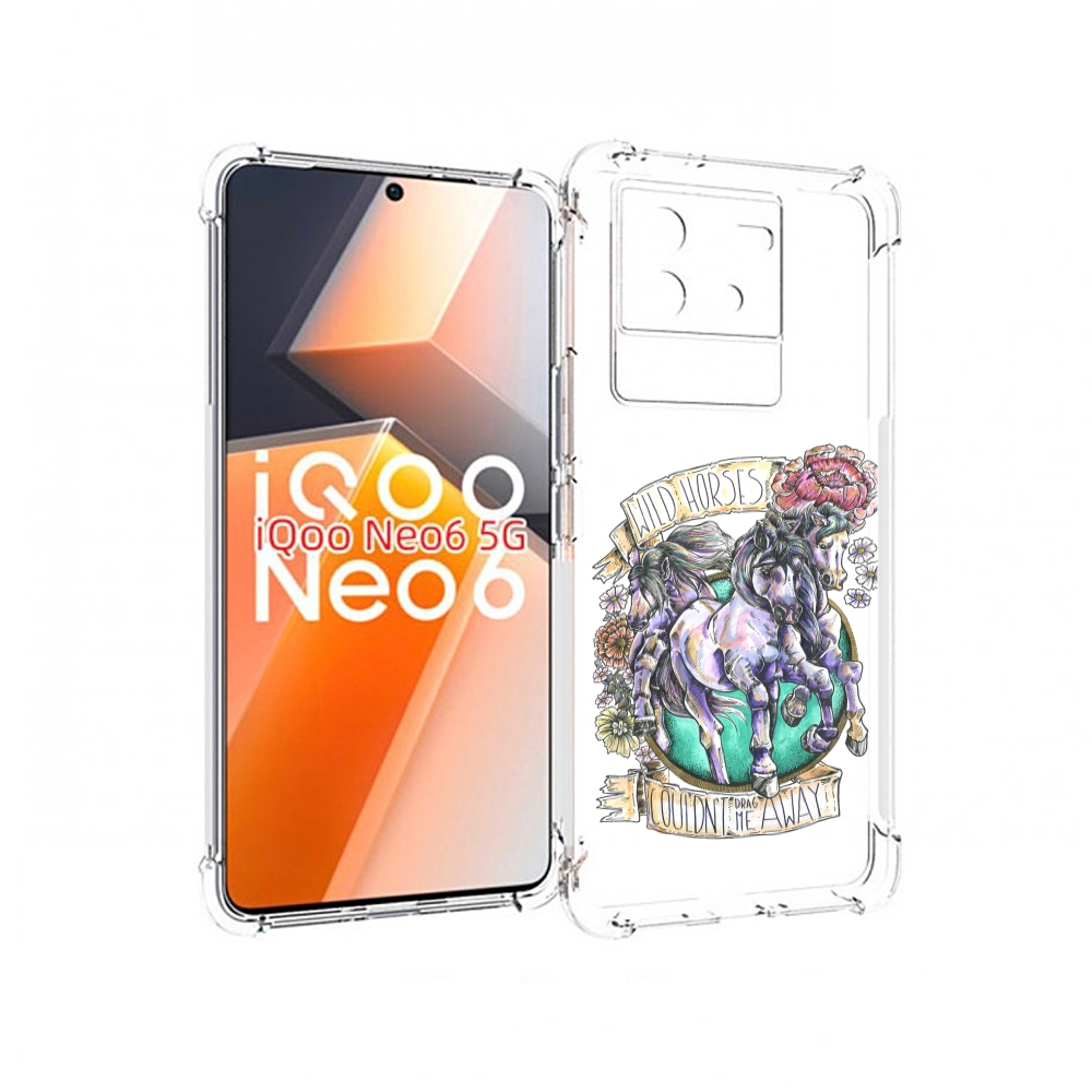 

Чехол MyPads рисунок коней в цветах для Vivo iQoo Neo 6 5G, Прозрачный, Tocco