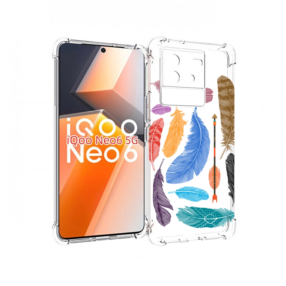 

Чехол MyPads разноцветные перья для Vivo iQoo Neo 6 5G, Прозрачный, Tocco