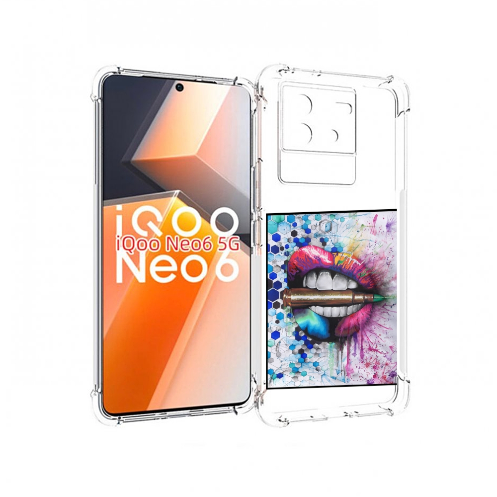 

Чехол MyPads разноцветные губы с пулей для Vivo iQoo Neo 6 5G, Прозрачный, Tocco
