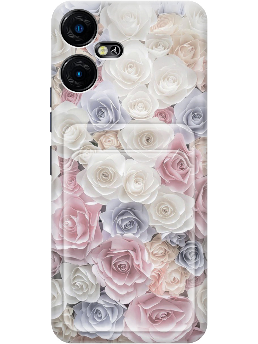 

Силиконовый чехол на Tecno Pova Neo 3 с рисунком "Пастельные розы", Белый;розовый;серый, 20011934