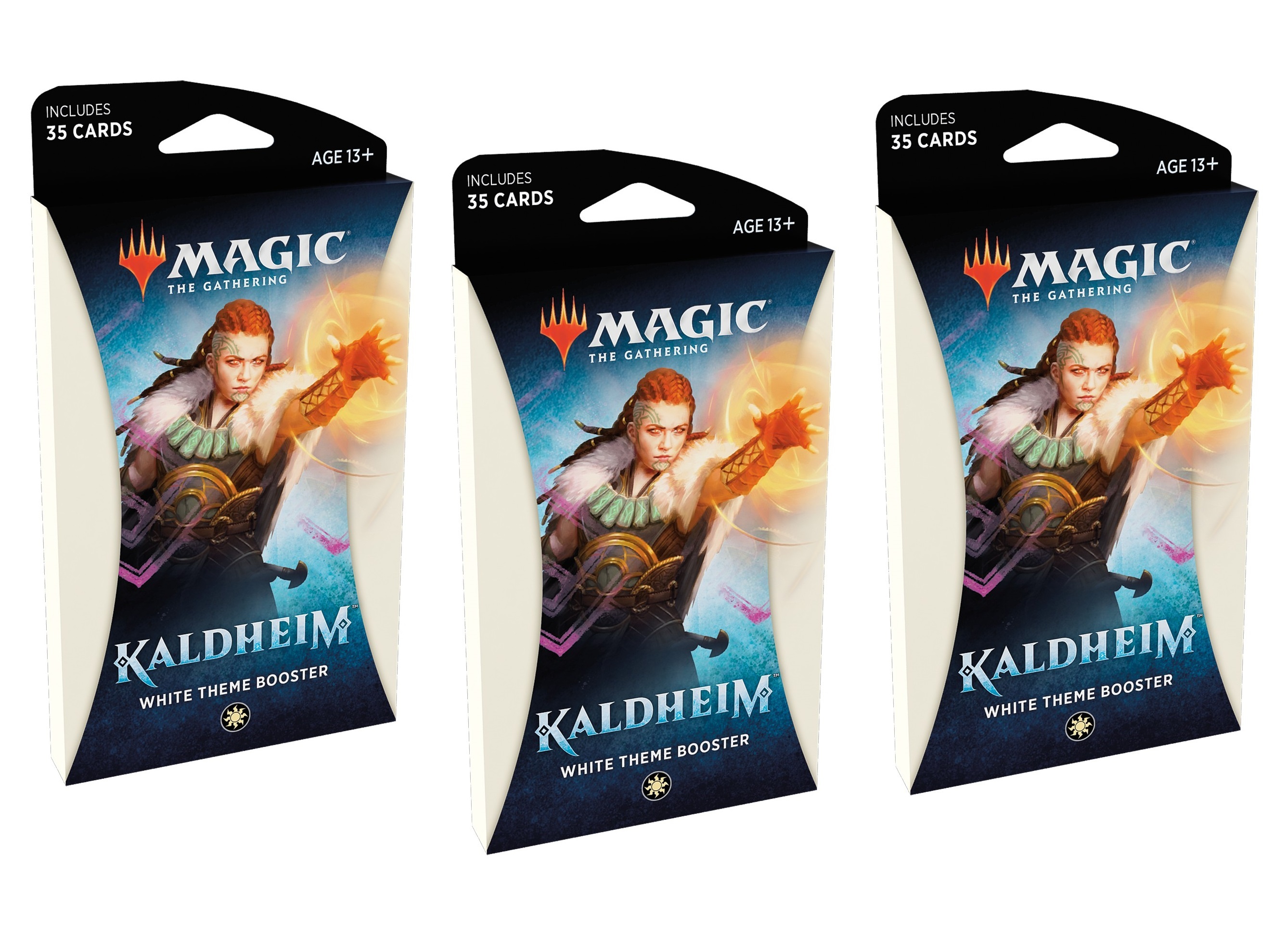 

Набор тематических белых бустеров Wizards of the Coast MTG издания Kaldheim на англ. языке