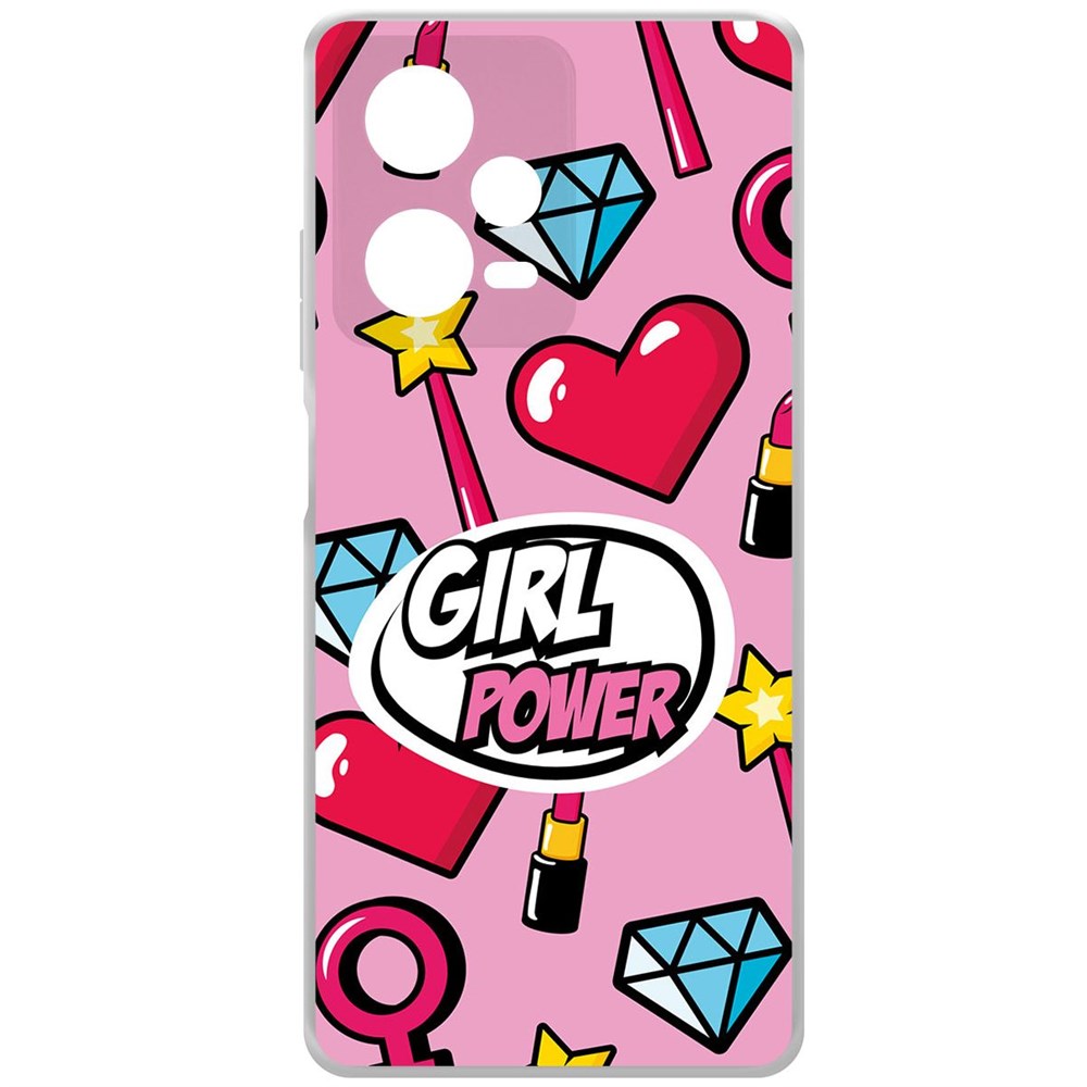 

Чехол-накладка Krutoff Clear Case Girl Power для Xiaomi Redmi Note 12 Pro+ 5G, Прозрачный