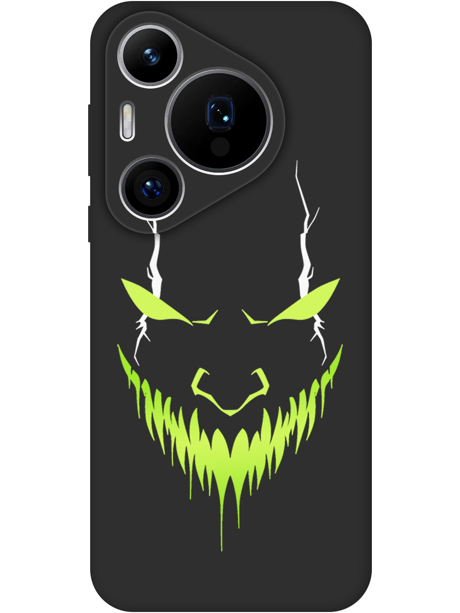 

Силиконовый чехол на Huawei Pura 70 Pro / 70 Pro+ с принтом "Evil Face" матовый черный, Черный;белый;зеленый, 782625251