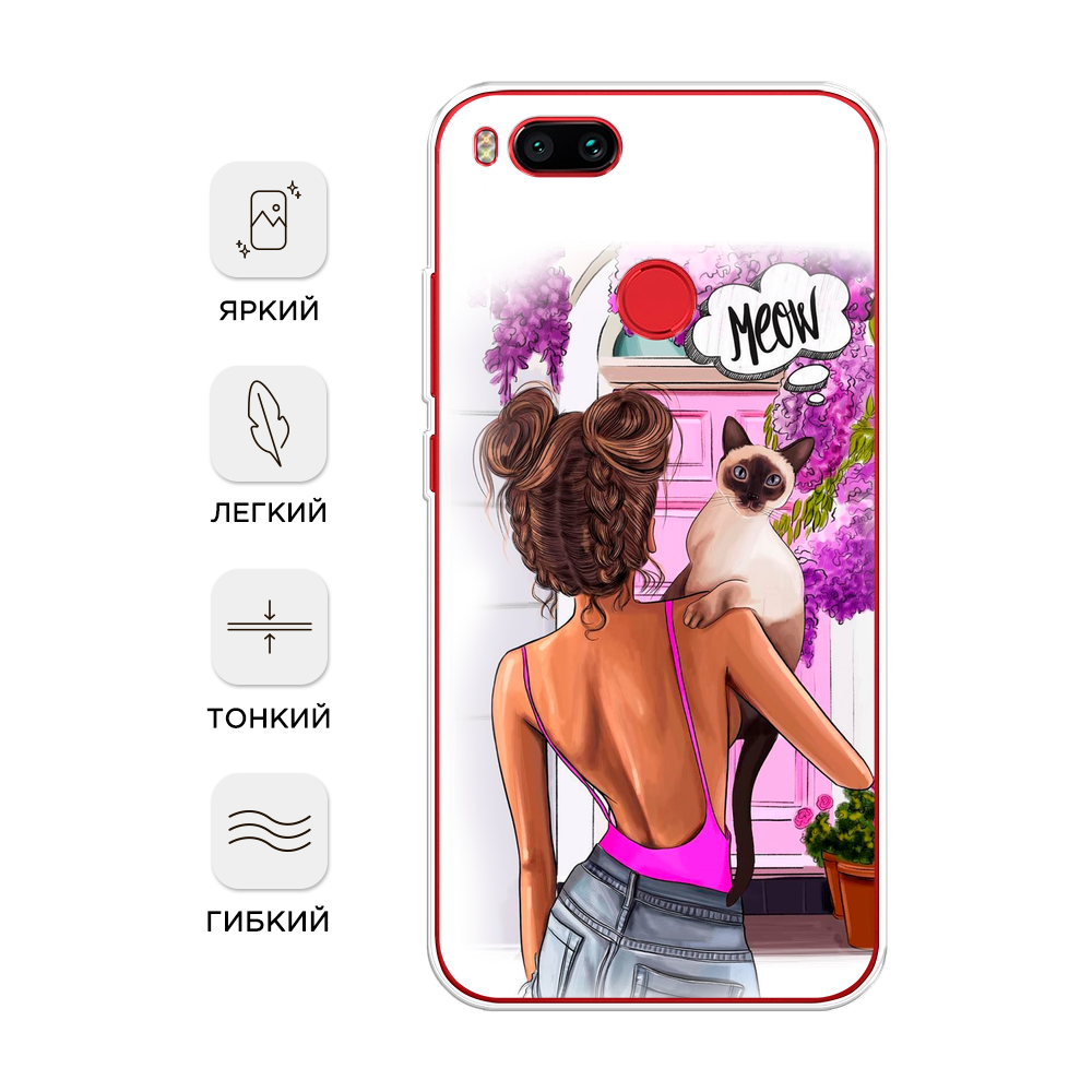 

Чехол Awog на Xiaomi Mi 5X "Девушка с кошкой", Разноцветный, 32350-7