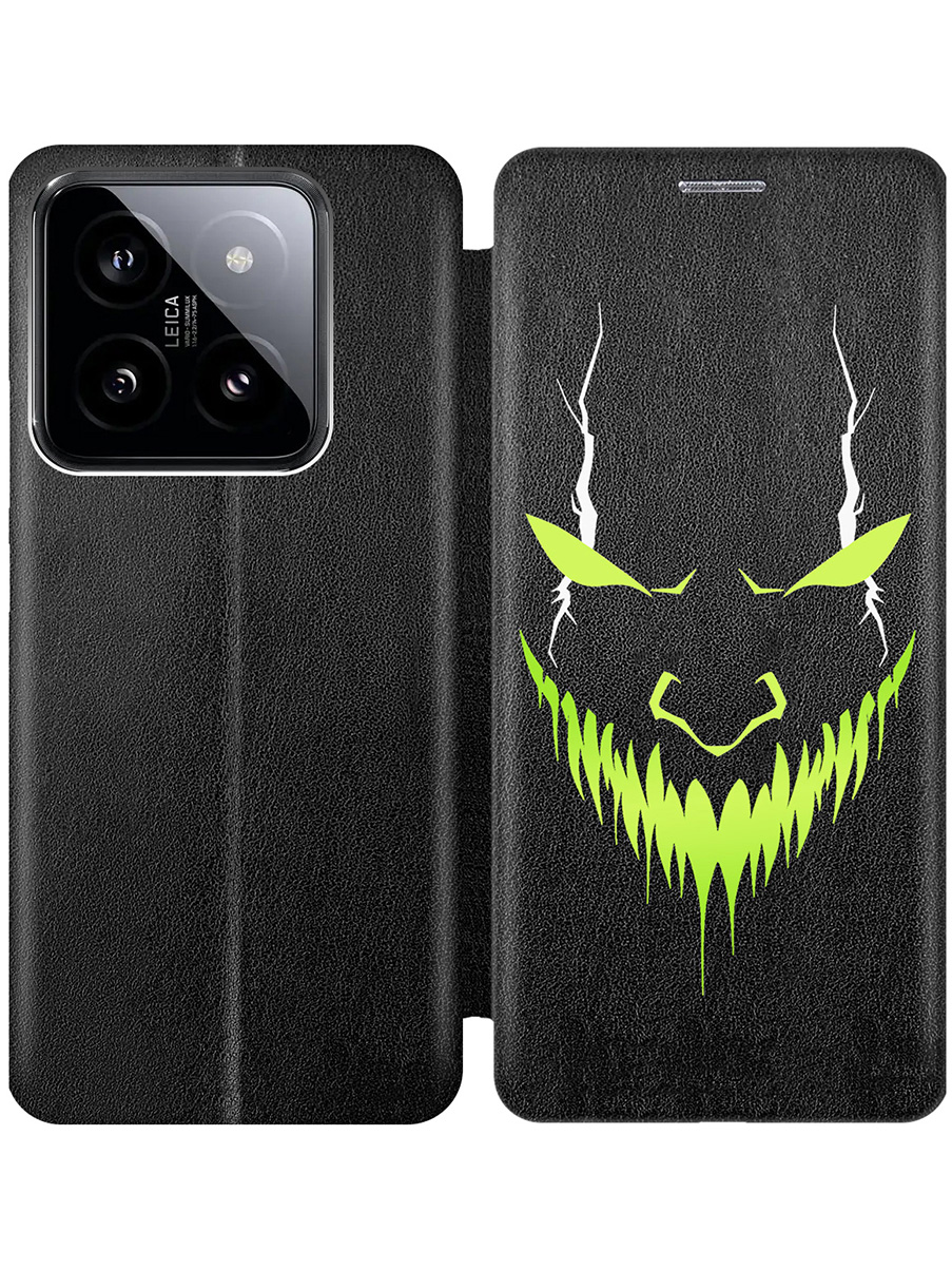 

Чехол-книжка на Xiaomi 14 Pro с принтом "Evil Face" черный, Черный;белый;зеленый, 777771051