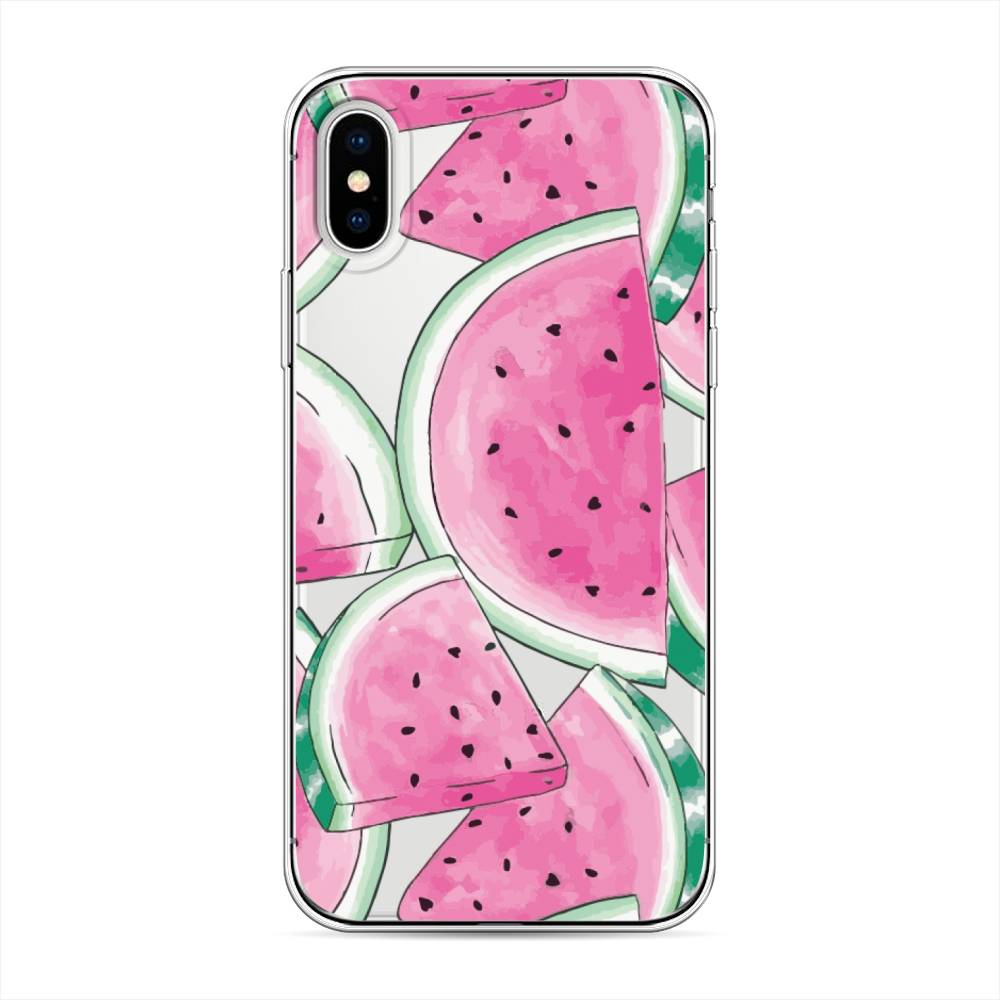 

Чехол Awog на Apple iPhone XS (10S) / Айфон XS (10S) "Акварельные арбузы", Разноцветный, 11850-10