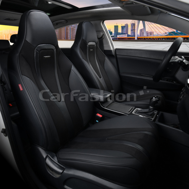 Накидки на сиденье CarFashion Integral 5D каркасная передняя черный/черный/карбон 2 шт