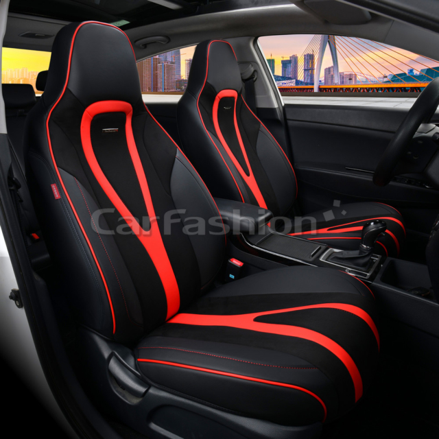 Накидки на сиденье CarFashion Integral 5D каркасная передняя черный/черный/красный 2 шт