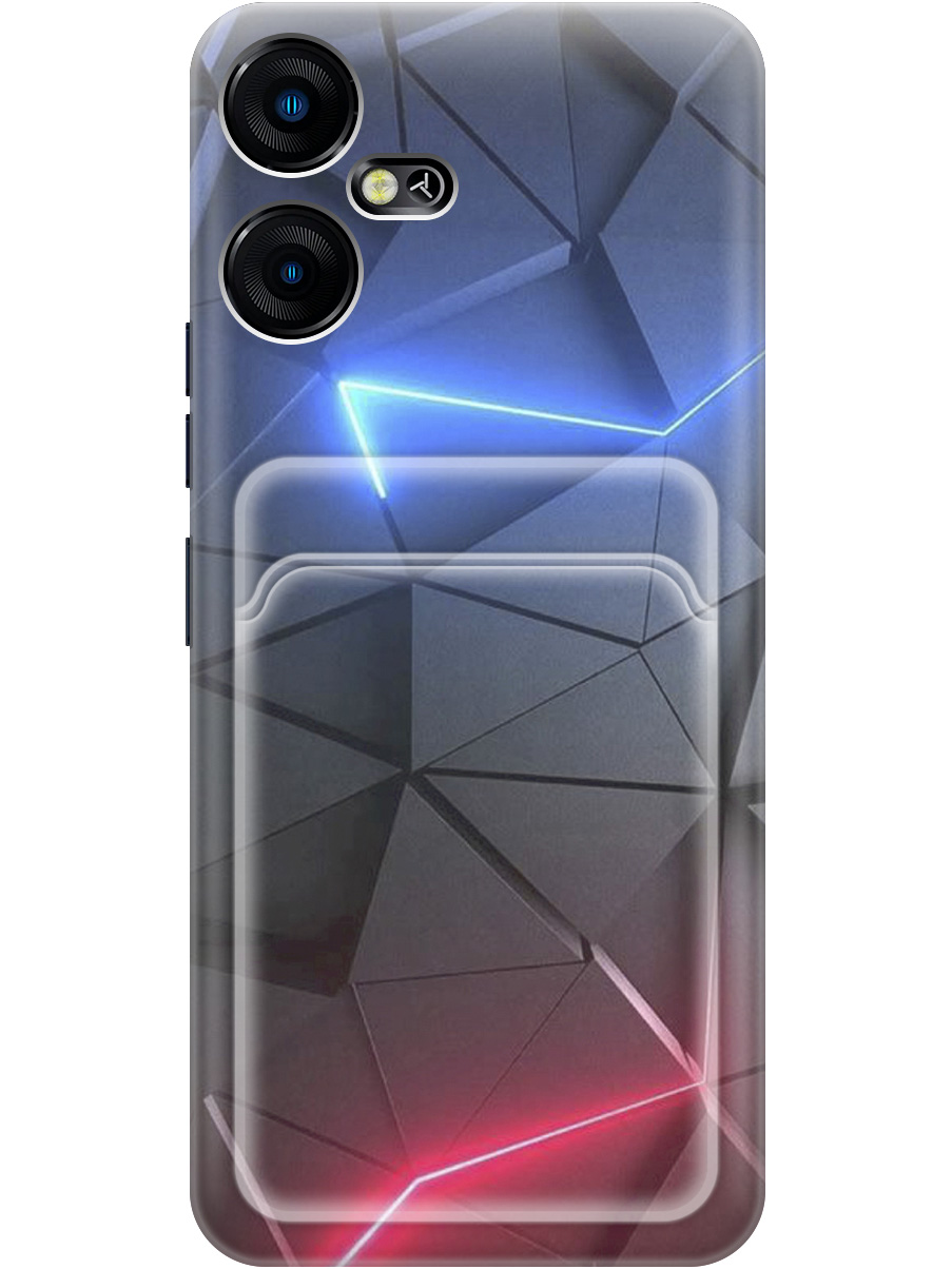 

Силиконовый чехол на Tecno Pova Neo 3 с рисунком "Графитовые грани", Серый;синий, 20011934