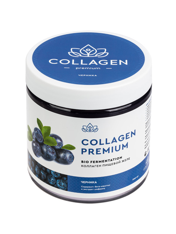 

Пищевой коллаген Collagen Premium с соком черники желе 500 г, Черника