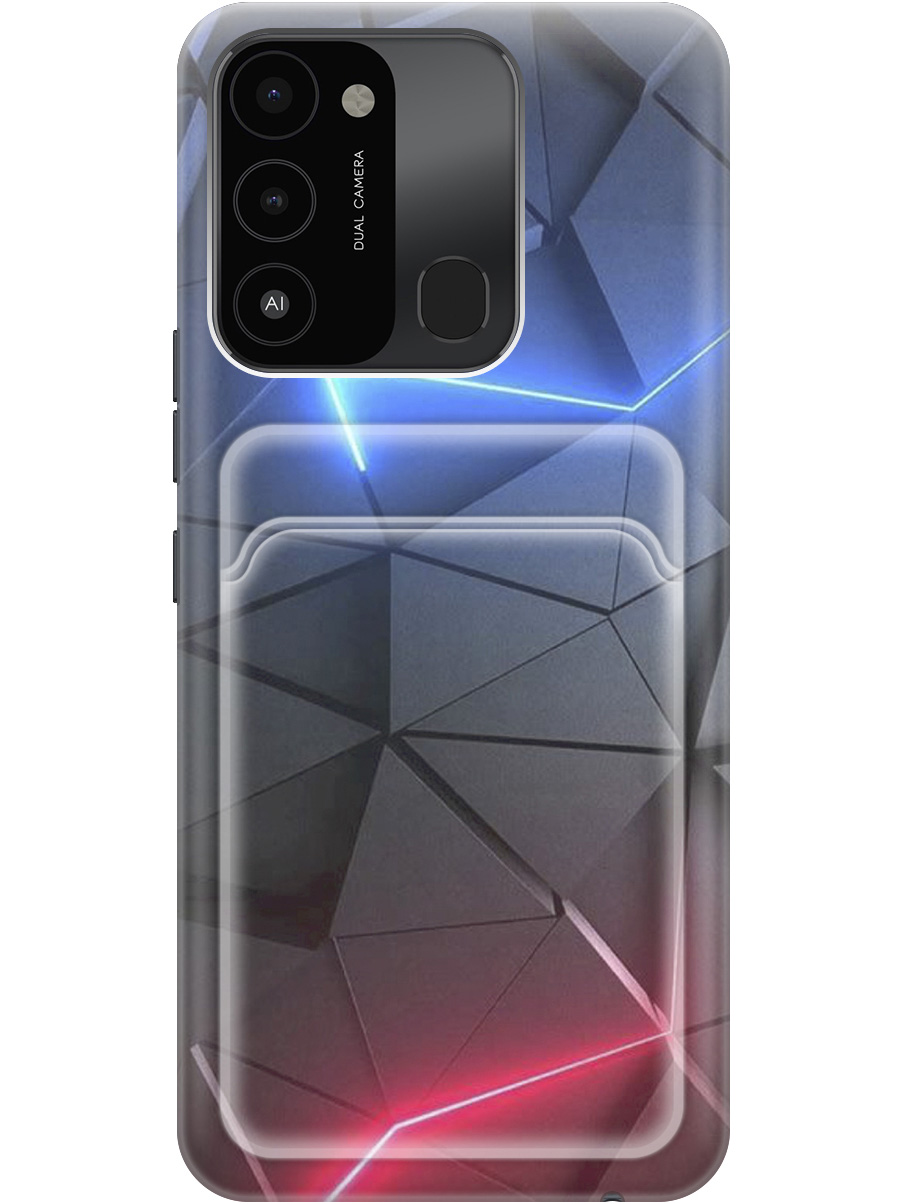 

Силиконовый чехол на Tecno Spark 8C / Go 2022 с рисунком "Графитовые грани", Серый;синий, 20011932
