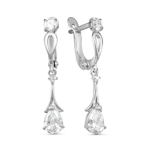

Длинные серьги из серебра с бесцветными фианитами Б3389442Д, 11710Б