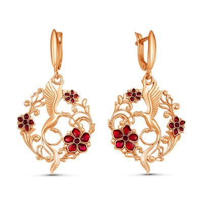 

Серебряные серьги птицы с цветами Красная Пресня Б3309593-8, 5979Б