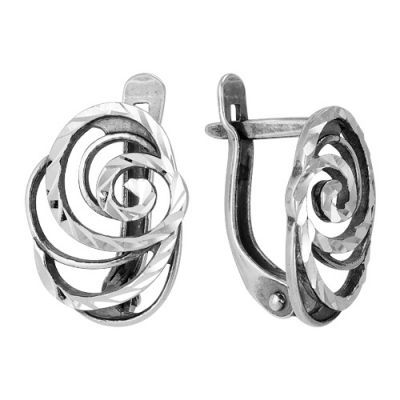 

Серебряные серьги розы из завитков оксидирование Б3306382-5, Б3306382-5