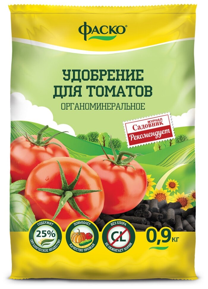 

Удобрение сухое Фаско органоминеральное для Томатов гранулированное 0,9 кг