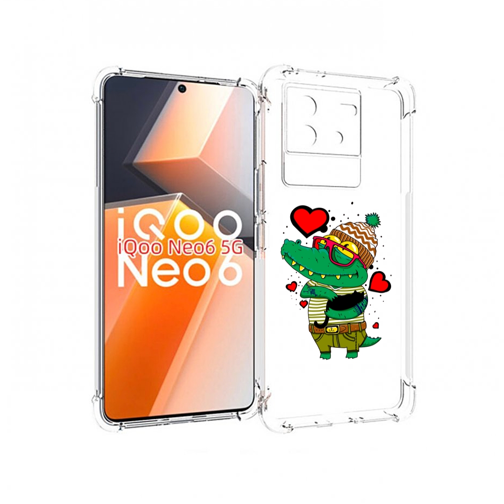 

Чехол MyPads Влюбленный крокодил для Vivo iQoo Neo 6 5G, Прозрачный, Tocco