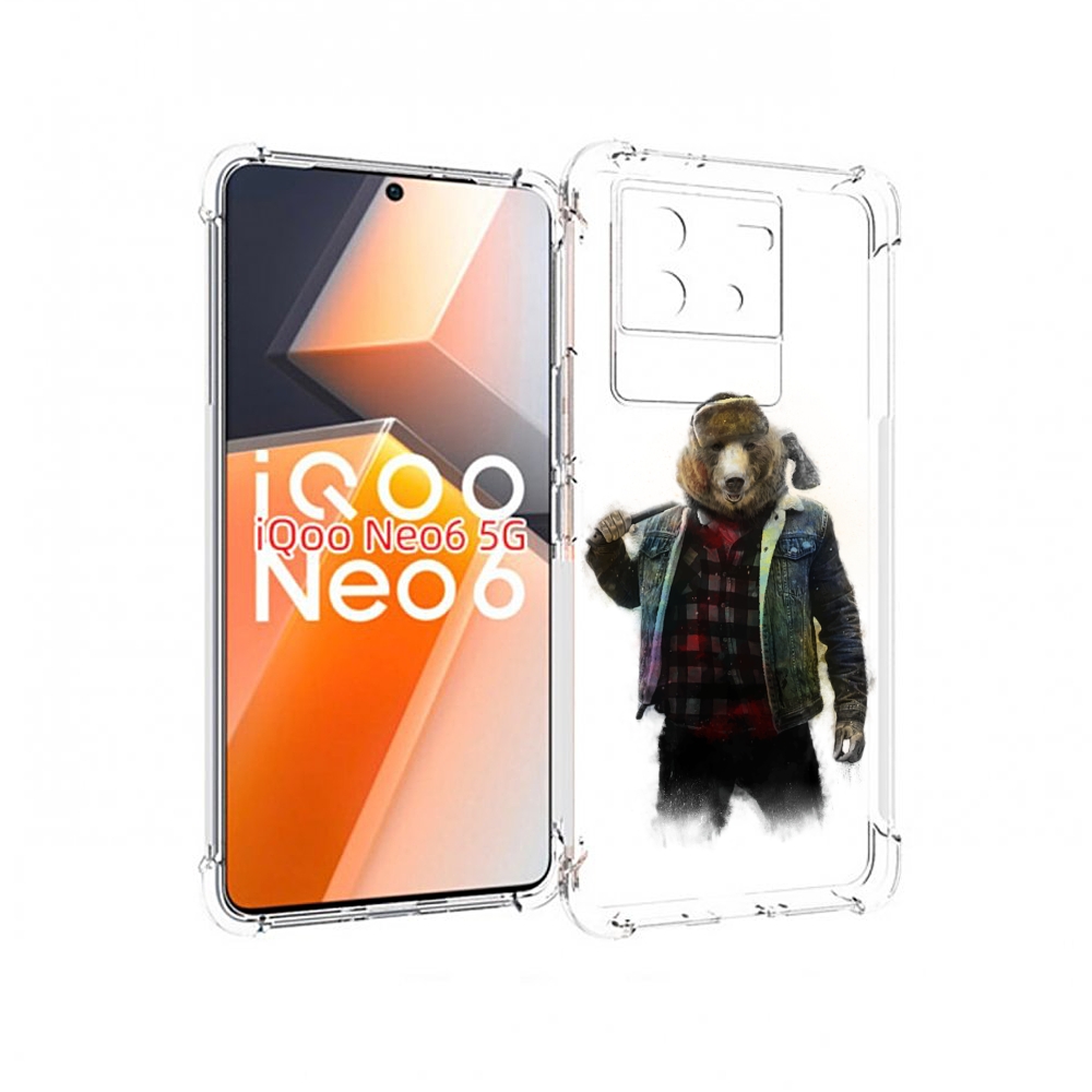 

Чехол MyPads медведь с топором для Vivo iQoo Neo 6 5G, Прозрачный, Tocco