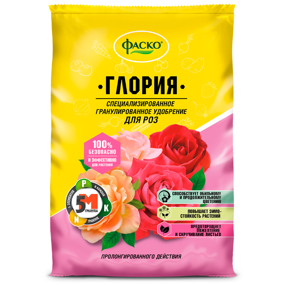 

Удобрение сухое Фаско 5М Глория минеральное для роз гранулированное 1 кг