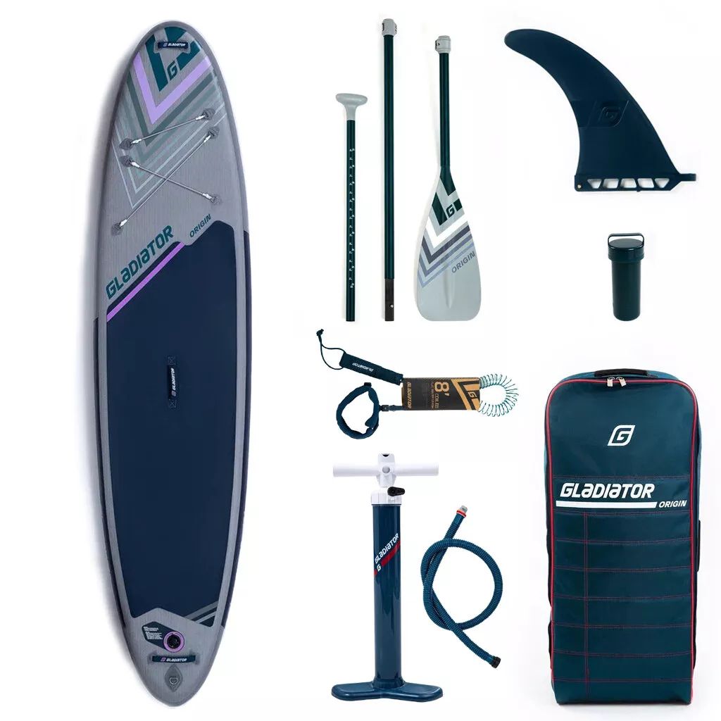 

SUP-доска Gladiator Origin 10,4' 316х76х12 см, насос, весло, лиш, ремнабор, до 90 кг, Серый;синий;фиолетовый, Origin