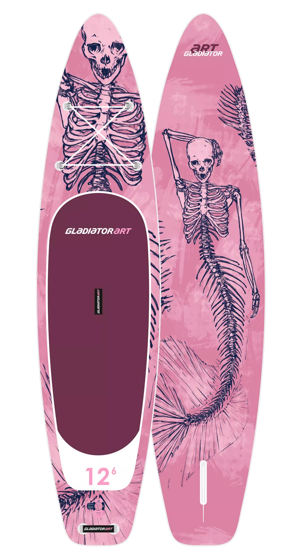 

SUP-доска Gladiator Art Mermaid 12,6' 384х81х15 см, насос, весло, лиш, ремнабор, до 170 кг, Art