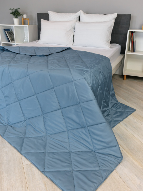 Одеяло БельВита 1,5 спальное облегчённое взрослое детское синее ультрастеп