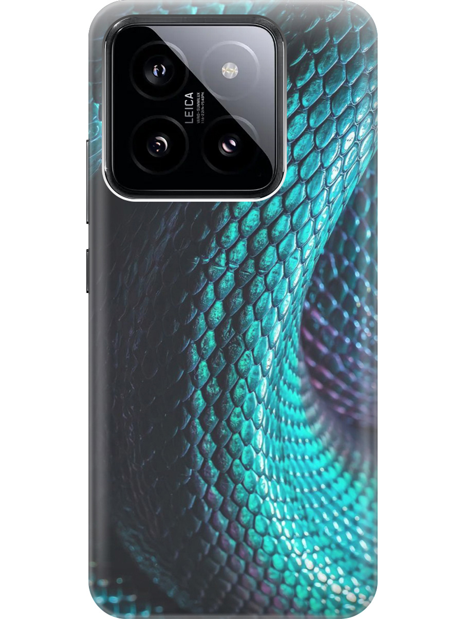 

Силиконовый чехол на Xiaomi 14 с рисунком "Змеиная кожа", Зеленый;синий, 20012083